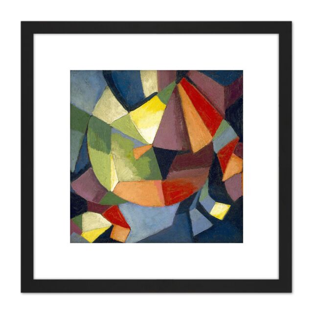 Artery8 Russell Synchromy Abstract Synchromist Painting 8X8 Inch Square Wooden Framed Wall Art Print Picture with Mount in Black - image 1