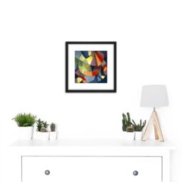Artery8 Russell Synchromy Abstract Synchromist Painting 8X8 Inch Square Wooden Framed Wall Art Print Picture with Mount in Black - thumbnail 2