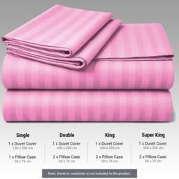 Pamposh Satin Stripes Duvet Cover Set Reversible Bedding Sets in Pink - Size: Double - thumbnail 8