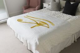 Benjamin Tate Design The Eye Of Horus Blanket in Natural - Size: 120 cm x 150 cm - thumbnail 3