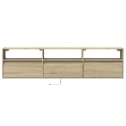 Berkfield Home TV Wall Cabinet with LED Sonoma Oak 180x31x45 cm in Brown - Size: 180 x 31 x 45 cm - thumbnail 6