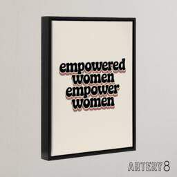 "Artery8 Empowered Women Empower Bold Retro Typography Framed Canvas Art Print in Beige - Size: W12"" x H16""" - thumbnail 2