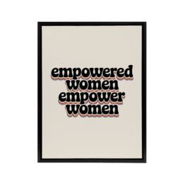 "Artery8 Empowered Women Empower Bold Retro Typography Framed Canvas Art Print in Beige - Size: W12"" x H16""" - thumbnail 1