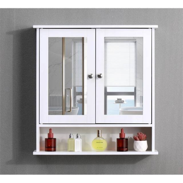 SPETLEK White Wall Mounted Bathroom Mirror Cabinet with Shelves Unit - image 1