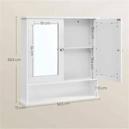 SPETLEK White Wall Mounted Bathroom Mirror Cabinet with Shelves Unit - thumbnail 2