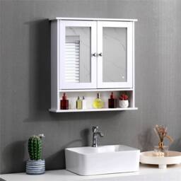 SPETLEK White Wall Mounted Bathroom Mirror Cabinet with Shelves Unit - thumbnail 3
