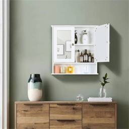 SPETLEK White Wall Mounted Bathroom Mirror Cabinet with Shelves Unit - thumbnail 5