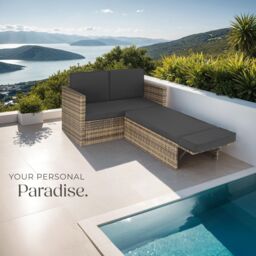tectake Garden Sofa Corfu in Natural - Size: 2 Seater - thumbnail 8