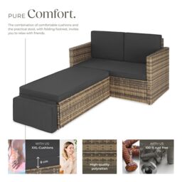 tectake Garden Sofa Corfu in Natural - Size: 2 Seater - thumbnail 3