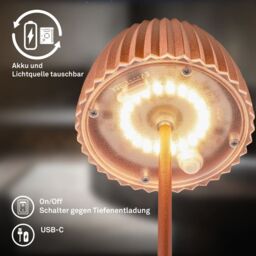 BRILONER Riffle Mini Dimmable Rechargeable USB C Design Award LED Table Lamp in Copper - thumbnail 9