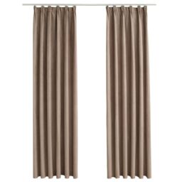 Berkfield Home Blackout Curtains with Hooks 2 pcs Taupe 140x175 cm - thumbnail 2