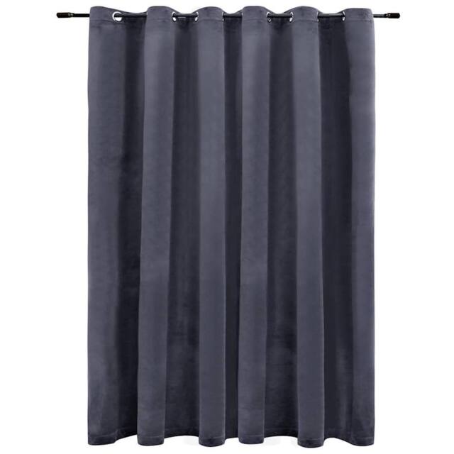 Berkfield Home Blackout Curtain with Metal Rings Velvet Anthracite 290x245 cm in Dark Grey - image 1