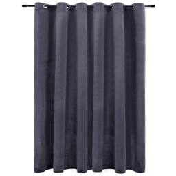Berkfield Home Blackout Curtain with Metal Rings Velvet Anthracite 290x245 cm in Dark Grey