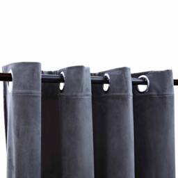 Berkfield Home Blackout Curtain with Metal Rings Velvet Anthracite 290x245 cm in Dark Grey - thumbnail 4