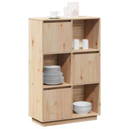Berkfield Home Highboard 74x35x117 cm Solid Wood Pine in Light Tan - Size: 74 x 35 x 117 cm - thumbnail 4