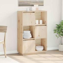 Berkfield Home Highboard 74x35x117 cm Solid Wood Pine in Light Tan - Size: 74 x 35 x 117 cm - thumbnail 2