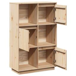 Berkfield Home Highboard 74x35x117 cm Solid Wood Pine in Light Tan - Size: 74 x 35 x 117 cm - thumbnail 7
