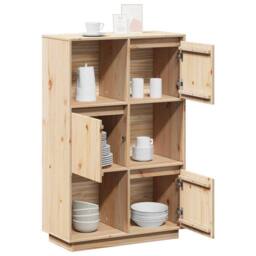 Berkfield Home Highboard 74x35x117 cm Solid Wood Pine in Light Tan - Size: 74 x 35 x 117 cm - thumbnail 5