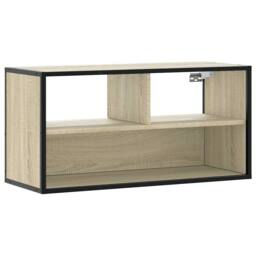 Berkfield Home TV Cabinet Sonoma Oak 80x31x39.5 cm Engineered Wood & Metal in Light Tan