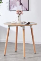 Life Interiors 5PCs Dining Set - a Round Dining Table & Set of 4 Lorenzo Tulip chairs with Padded Seat in White - thumbnail 3