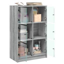 Berkfield Home Highboard with Doors Grey Sonoma 68x37x109 cm Engineered Wood - Size: 68 x 37 x 109 cm - thumbnail 4