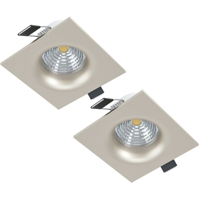 Loops 2 PACK Ceiling Flush Square Downlight Satin Nickel Spotlight 6W In Built LED in Metallics - image 1
