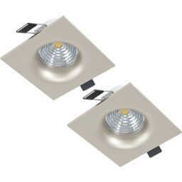 Loops 2 PACK Ceiling Flush Square Downlight Satin Nickel Spotlight 6W In Built LED in Metallics - thumbnail 1