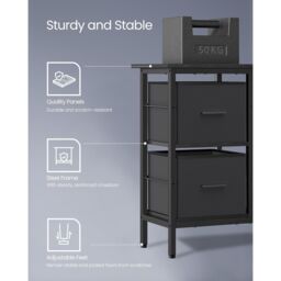 VASAGLE Large L-Shaped Gaming Desk 2 Drawers Monitor Stand Corner Computer in Black - thumbnail 6