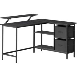 VASAGLE Large L-Shaped Gaming Desk 2 Drawers Monitor Stand Corner Computer in Black - thumbnail 7