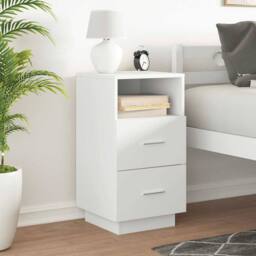Berkfield Home Durable Bedside Cabinet with 2 Drawers White 36x36x68 cm - Size: 36 x 36 x 68 cm - thumbnail 1