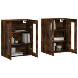 Berkfield Home Wall Mounted Cabinets 2 pcs Smoked Oak Engineered Wood in Brown - thumbnail 1