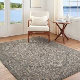 Livabliss Arda Vintage Blue Grey Brown Taupe Traditional Boho Fringe Living Rug - Size: 200 cm x 290 cm - thumbnail 1