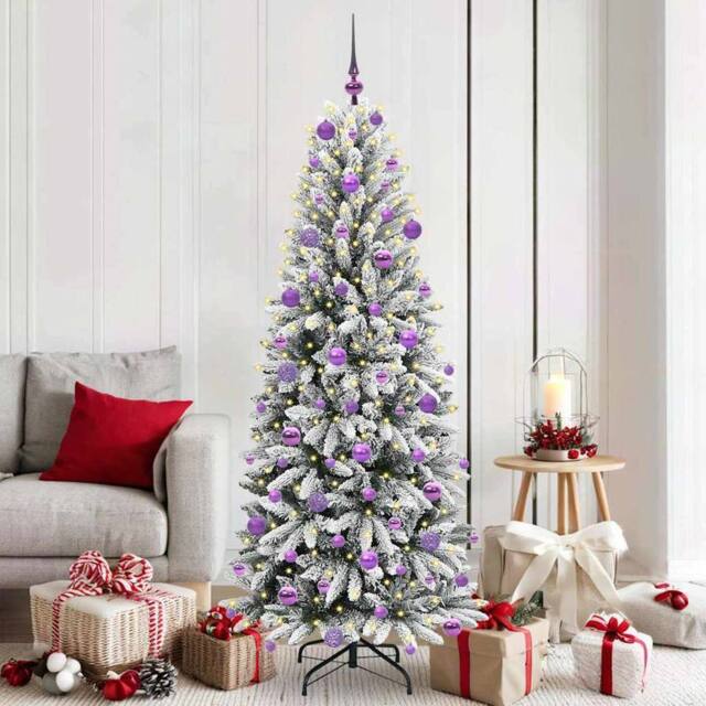 Berkfield Home Artificial Christmas Tree with 300 LEDs White 73 x 73 x 180 cm - image 1