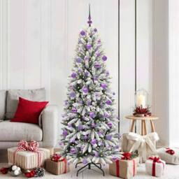 Berkfield Home Artificial Christmas Tree with 300 LEDs White 73 x 73 x 180 cm - thumbnail 1
