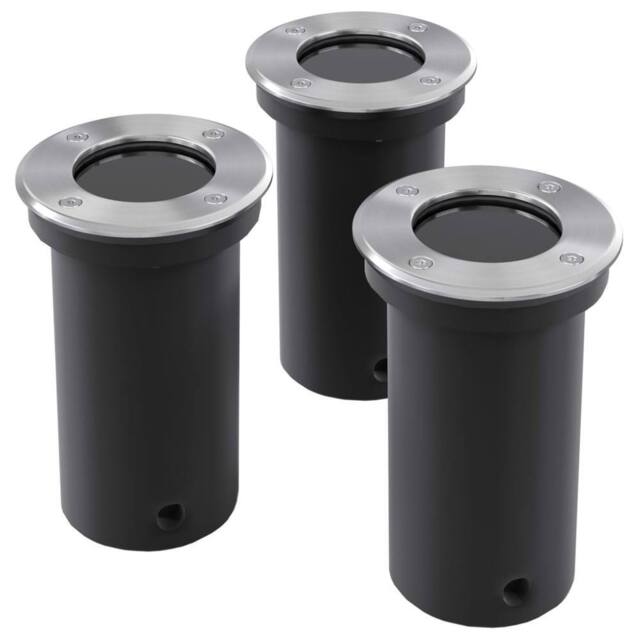 Berkfield Home Outdoor Ground Lights 3 pcs Round in Silver - image 1
