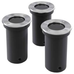 Berkfield Home Outdoor Ground Lights 3 pcs Round in Silver