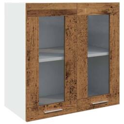 Berkfield Home Kitchen Wall Cabinet with Glass Door Old Wood 60x31x60 cm in Brown - Size: 60 x 31 x 60 cm - thumbnail 1