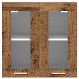 Berkfield Home Kitchen Wall Cabinet with Glass Door Old Wood 60x31x60 cm in Brown - Size: 60 x 31 x 60 cm - thumbnail 4