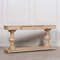 Glasstone 180cm Wooden Console Table with Drawers in Light Brown - thumbnail 4