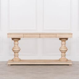 Glasstone 180cm Wooden Console Table with Drawers in Light Brown - thumbnail 3