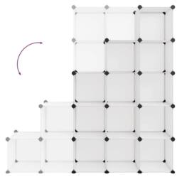 Berkfield Home Storage Cube Organiser with 15 Cubes Transparent PP in Clear - thumbnail 6