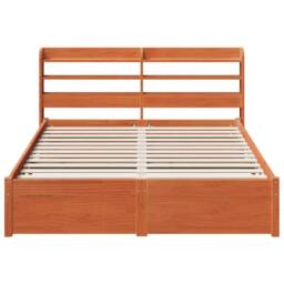 Berkfield Home Bed Frame with Headboard Wax Brown 150 x 200 cm Solid Pine Wood - thumbnail 6