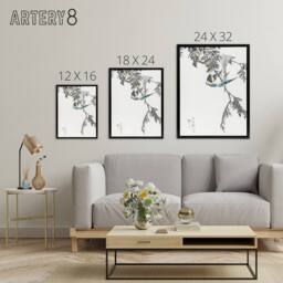 "Artery8 Great Tit & Cypress Japanese Framed Canvas Wall Art Print Kashu - Size: W12"" x H16""" - thumbnail 4