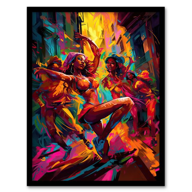 Artery8 Wall Art Print Reggaeton Modern Urban Street Dance Reggae Music Latin American Dance Hall Painting Rhythm Body Energy Theatre Arts Artwork - image 1