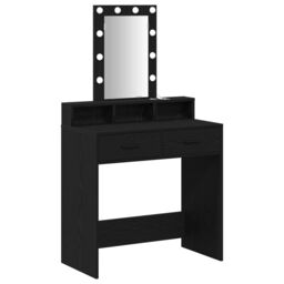Berkfield Home Black Oak Dressing Table with LED Lights - 79x41x140 cm - Size: 79 x 41 x 140 cm - thumbnail 2