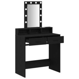 Berkfield Home Black Oak Dressing Table with LED Lights - 79x41x140 cm - Size: 79 x 41 x 140 cm - thumbnail 4