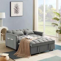 LUXURY LIFE Madrid Velvet 2 Seater Pull Out Sofa Bed in Grey - thumbnail 4
