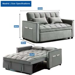 LUXURY LIFE Madrid Velvet 2 Seater Pull Out Sofa Bed in Grey - thumbnail 7