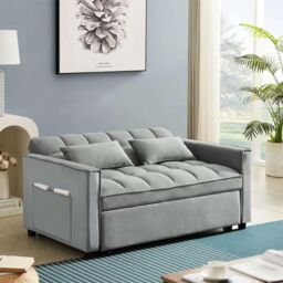 LUXURY LIFE Madrid Velvet 2 Seater Pull Out Sofa Bed in Grey - thumbnail 2