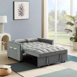 LUXURY LIFE Madrid Velvet 2 Seater Pull Out Sofa Bed in Grey - thumbnail 5